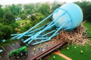 Massive industrial structure collapsing and crashing down caught on camera